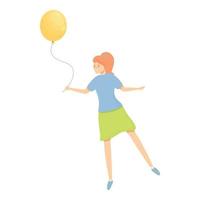 Girl yellow balloon icon cartoon vector. Child holding vector