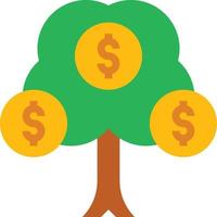 árbol dinero beneficio inversión crecimiento - icono plano vector