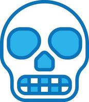 skull skeleton bone head halloween - blue icon vector