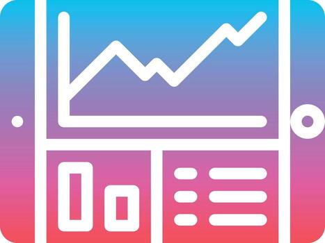 tablet graph analytics statistic profit - gradient solid icon vector