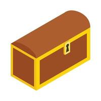 Wooden chest isometric 3d icon vector