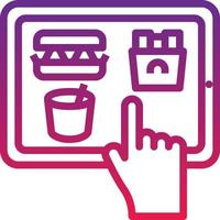 tablet order online food delivery - gradient icon vector