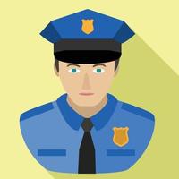 icono de avatar de policía, estilo plano vector