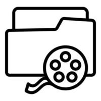 icono de rollo de película, estilo de esquema vector