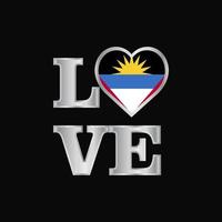 tipografía de amor diseño de bandera de antigua y barbuda vector letras hermosas