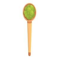 Lentil spoon icon cartoon vector. Green soup vector