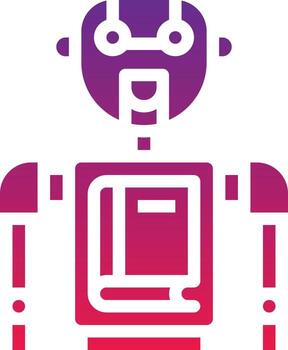library robot ai artificial intelligence - solid gradient icon vector
