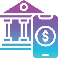 banco de dinero en línea banca de pago móvil - icono de gradiente sólido vector