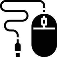 mouse wire click computer accessory - solid icon vector