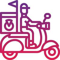delivery man motorcycle food delivery - gradient icon vector