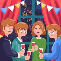 Concept of Celebrating New Year Fireworks Party vector