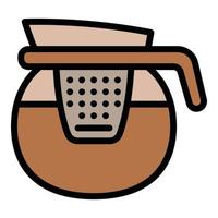 vector de contorno de icono de olla de filtro de café. bebida barista