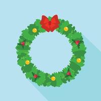 Christmas wreath icon, flat style vector