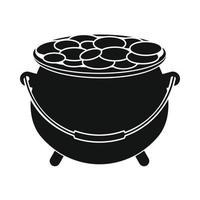 Pot full of coins icon vector