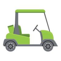 Green golf cart icon, cartoon style vector