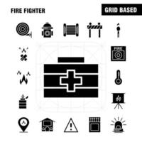 Fire Fighter Solid Glyph Icon for Web Print and Mobile UXUI Kit Such as Burn Fighter Fire Fireman Barrier Board Fighter Fire Pictogram Pack Vector