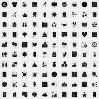 Set of 100 Universal Solid Icons vector