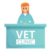 Vet clinic reception icon, cartoon style vector