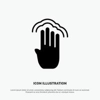 Fingers Four Gestures Interface Multiple Tap solid Glyph Icon vector