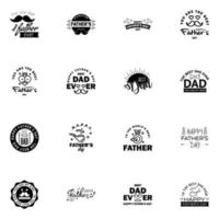 Happy Fathers Day vector hand lettering 16 Black Calligraphy illustration for greeting card festival poster etc Editable Vector Design Elements