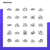 conjunto de iconos de línea de montañas conjunto de 25 iconos diseño de estilo minimalista vectorial conjunto de iconos negros paquete de pictogramas lineales vector