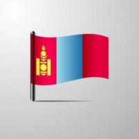 Mongolia waving Shiny Flag design vector