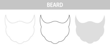 Beard tracing and coloring worksheet for kids vector