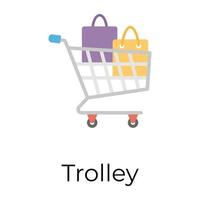 Trendy Shopping Trolley vector