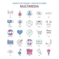 Multimedia icon Dusky Flat color Vintage 25 Icon Pack vector