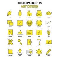 conjunto de iconos de diseño de arte paquete de iconos de último diseño de futuro amarillo vector