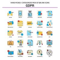 GDPR Flat Line Icon Set Business Concept Icons Design vector