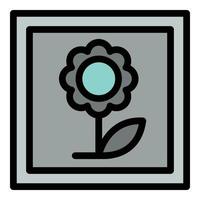 Flower photo camera icon, outline style vector