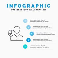 Graph Chart Data Employee Manager Person Statistics Line icon with 5 steps presentation infographics Background vector