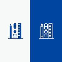 Pen Scale Education Online Line and Glyph Solid icon Blue banner vector