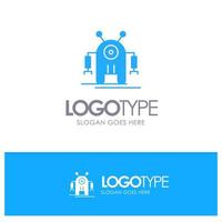 Human Robotic Robot Technology Blue Solid Logo with place for tagline vector