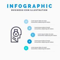 bloquee el icono de línea de usuario de datos de mensaje seguro con 5 pasos de fondo de infografía de presentación vector