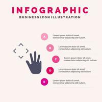 Hand Hand Cursor Up Croup Solid Icon Infographics 5 Steps Presentation Background vector