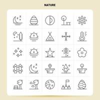 OutLine 25 Nature Icon set Vector Line Style Design Black Icons Set Linear pictogram pack Web and Mobile Business ideas design Vector Illustration