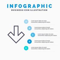 flecha hacia abajo icono de línea trasera con 5 pasos presentación infografía antecedentes vector