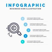 Content Copyright Find Owner Property Line icon with 5 steps presentation infographics Background vector