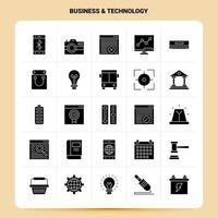 conjunto de iconos de tecnología empresarial sólido 25 diseño de estilo de glifo vectorial conjunto de iconos negros diseño de ideas de negocios web y móvil ilustración vectorial vector