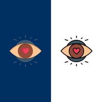 Eye Eyes Education Light  Icons Flat and Line Filled Icon Set Vector Blue Background