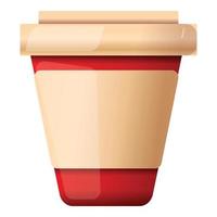 Plastic coffee cup icon, cartoon style vector