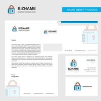 Lock Business Letterhead Envelope and visiting Card Design vector template