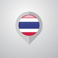 Puntero de navegación de mapa con vector de diseño de bandera de Tailandia