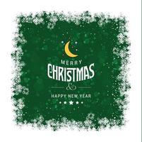 Christmas greetings card with typography and green background vector