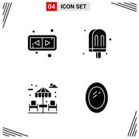 4 Icons Solid Style Grid Based Creative Glyph Symbols for Website Design Simple Solid Icon Signs Isolated on White Background 4 Icon Set Creative Black Icon vector background