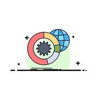 data big data analysis globe services Flat Color Icon Vector