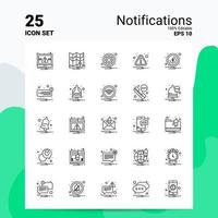 25 Notifications Icon Set 100 Editable EPS 10 Files Business Logo Concept Ideas Line icon design vector