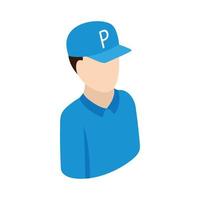 Worker on parking icon, isometric 3d style vector